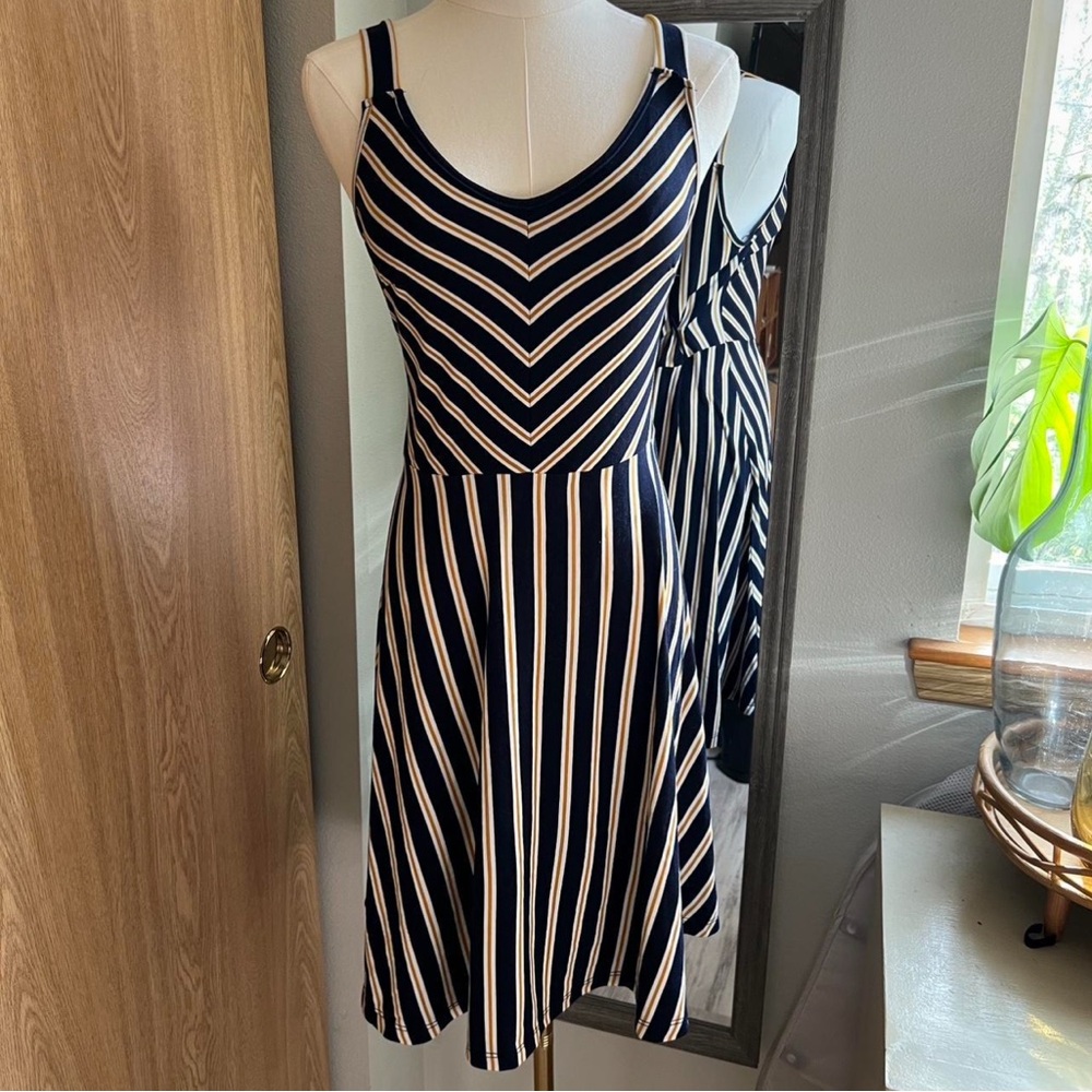 Vibe Black and White Fit and Flare Midi Dress